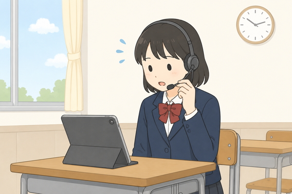 ESAT-Jを受検している女の子のイラスト